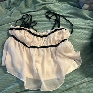 SHEIN Cream Sheer Blouse